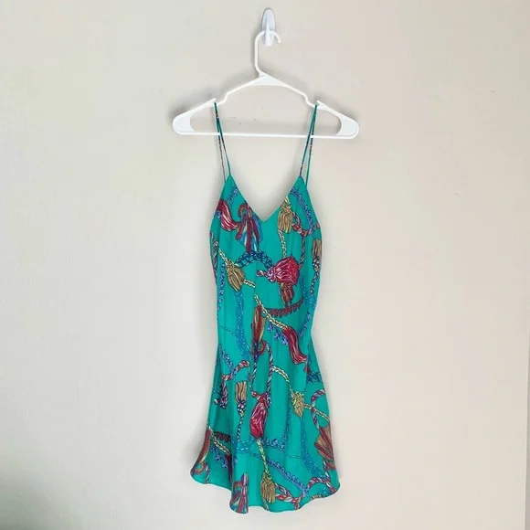 Vintage Victoria’s Secret Gold Label 100% Silk Teal Slip Lingerie Dress - Picture 5 of 10